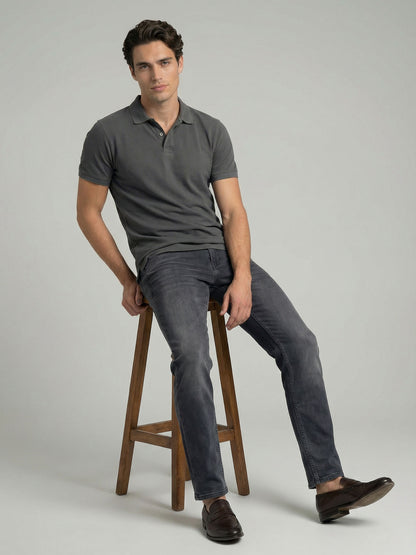 Celio* Men Grey Solid Straight Fit Cotton Jeans