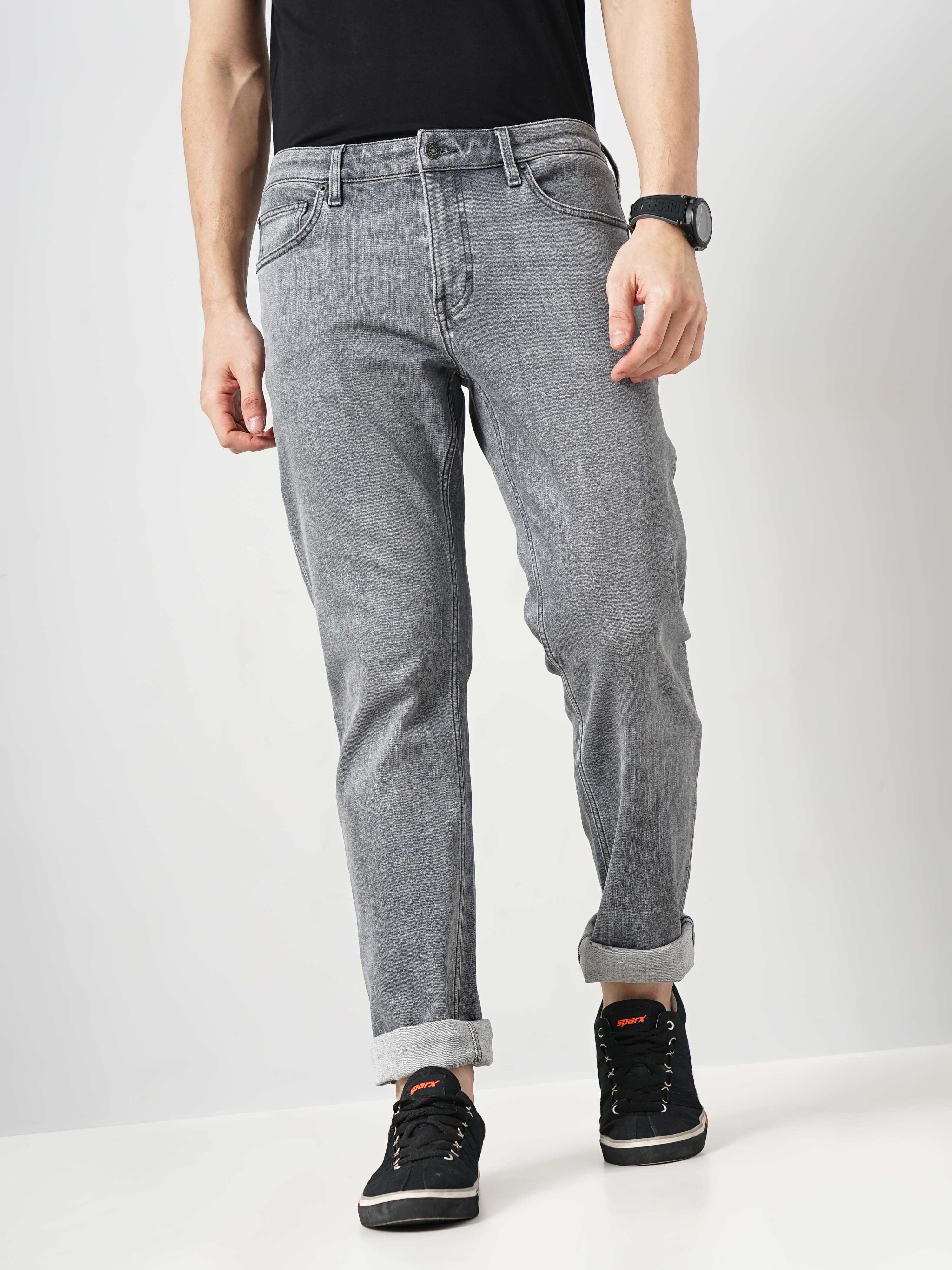 Grey Straight Fit Jeans