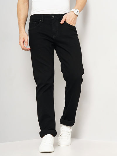 Celio* Cotton Straight Fit Black Jean