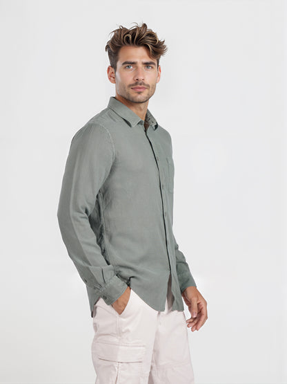 Celio* Men Green Solid Regular Fit Cotton Shirt