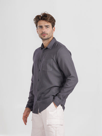 Celio* Men Grey Solid Regular Fit Cotton Shirt