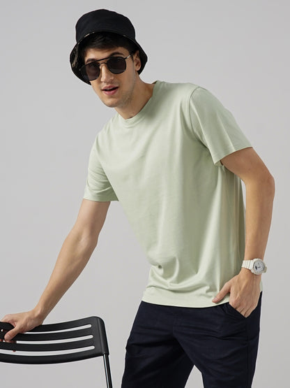 Green Solid Cotton T-shirt