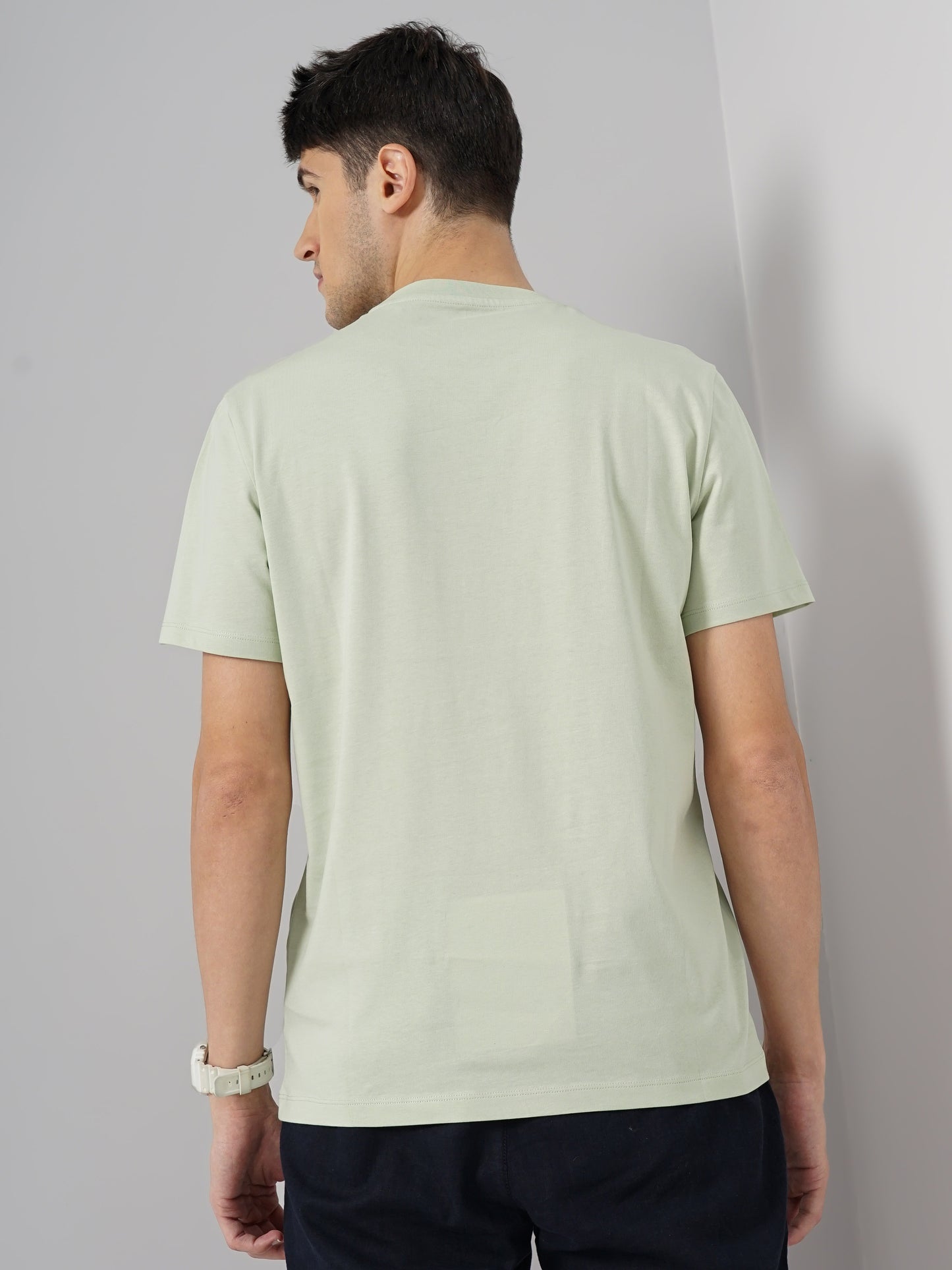 Green Solid Cotton T-shirt