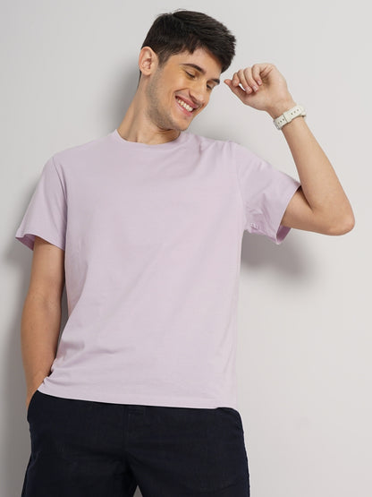 Purple Solid Cotton T-shirt