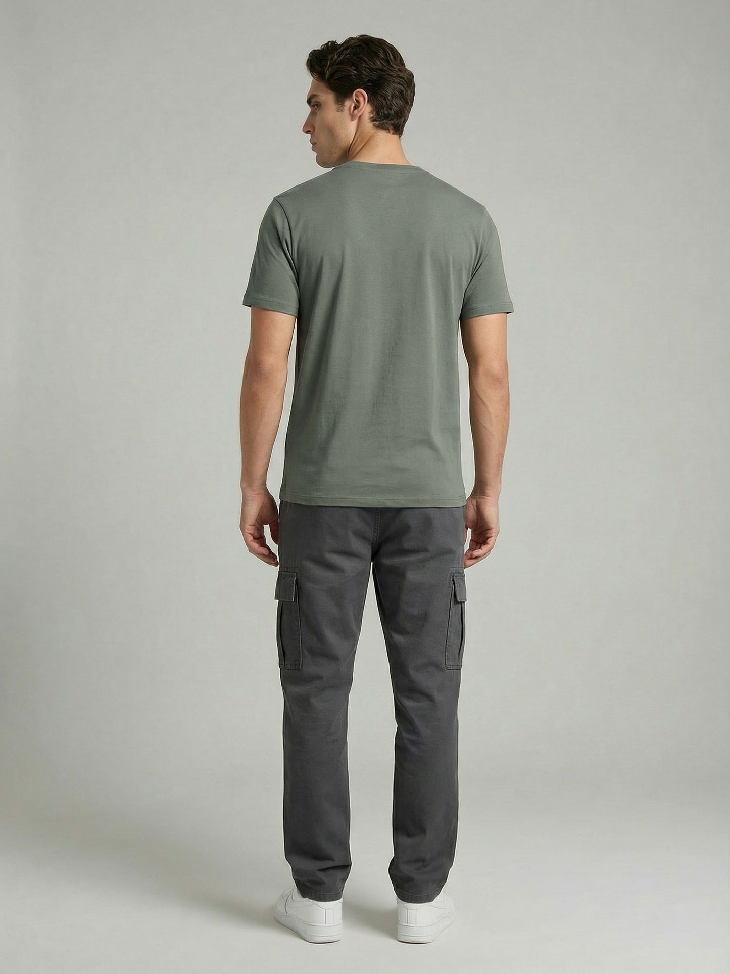Celio* Men Green Solid Straight Fit Cotton T-Shirts
