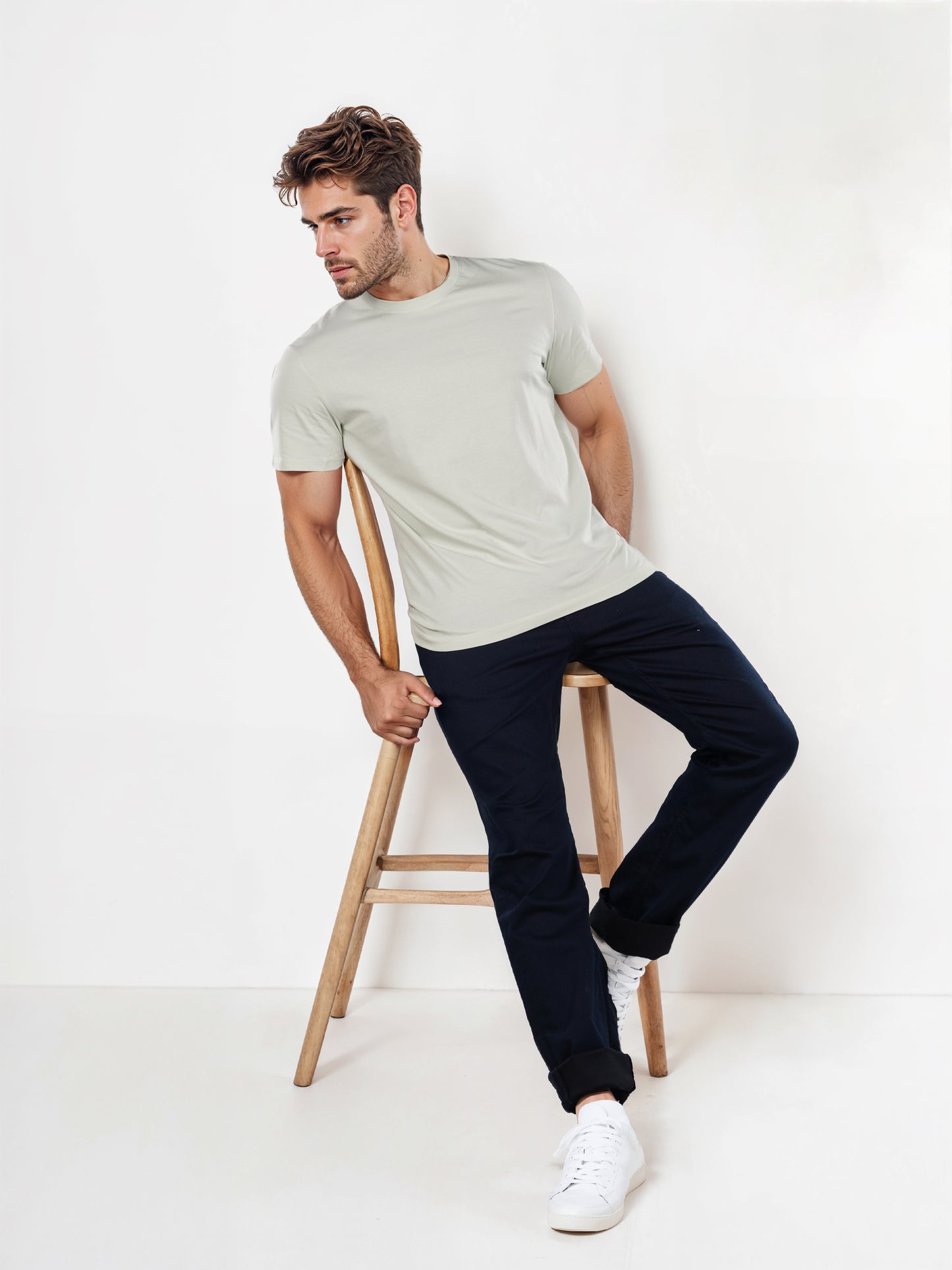 Celio* Solid Regular Fit Cotton Green T-Shirt
