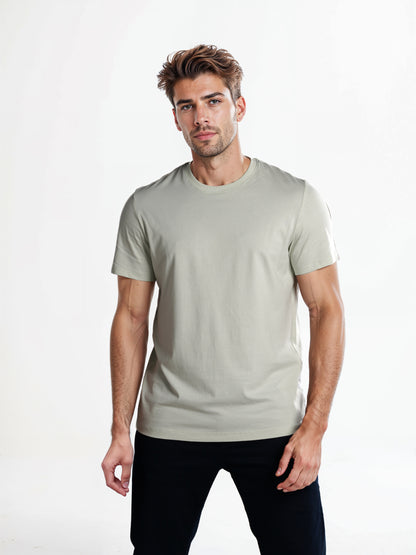 Celio* Solid Regular Fit Cotton Green T-Shirt