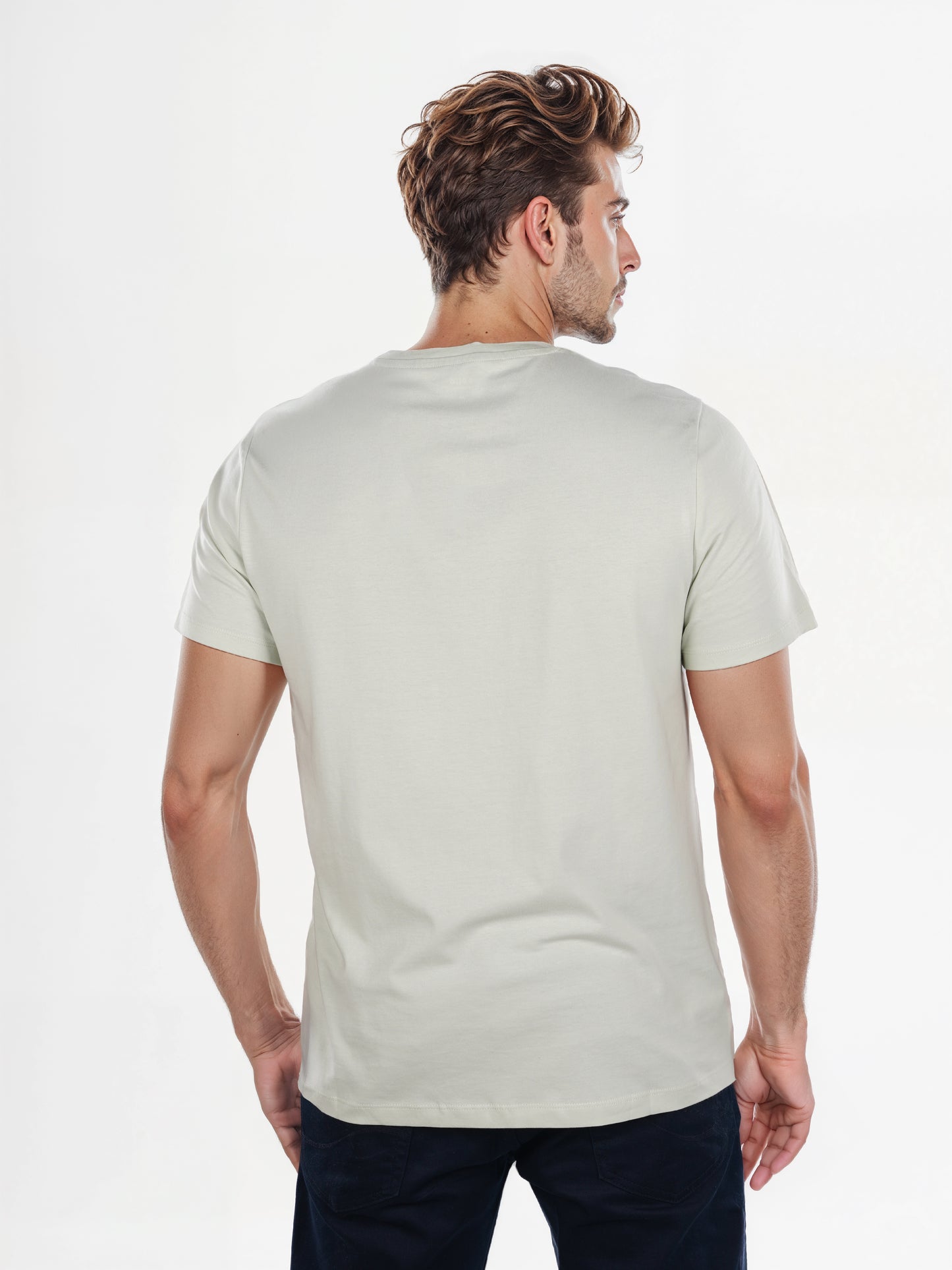 Celio* Solid Regular Fit Cotton Green T-Shirt