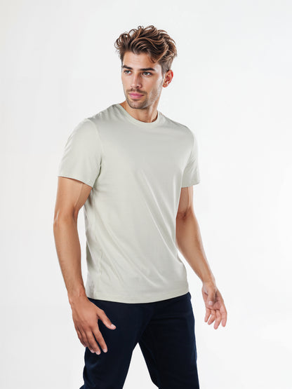 Celio* Solid Regular Fit Cotton Green T-Shirt