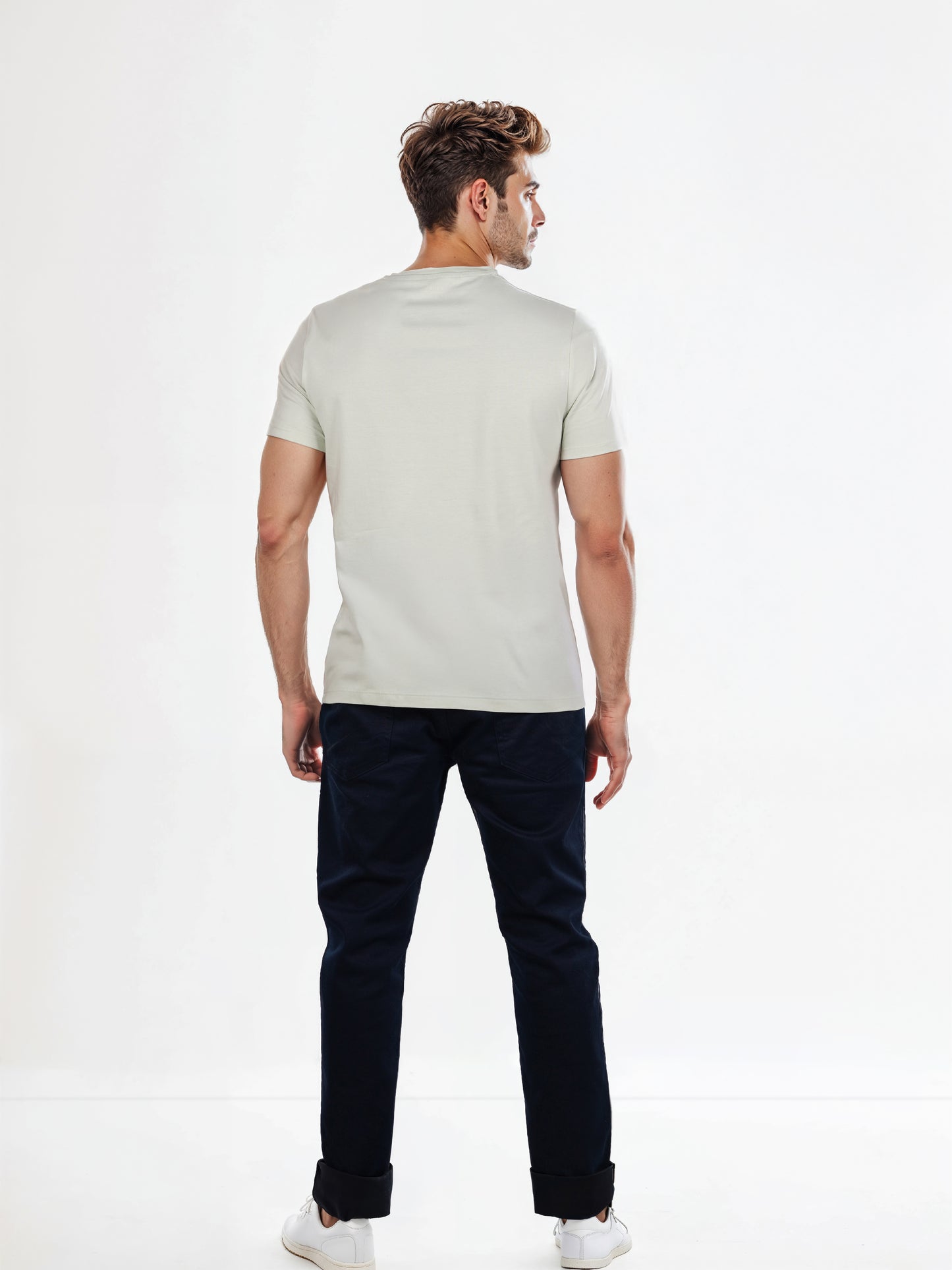 Celio* Solid Regular Fit Cotton Green T-Shirt