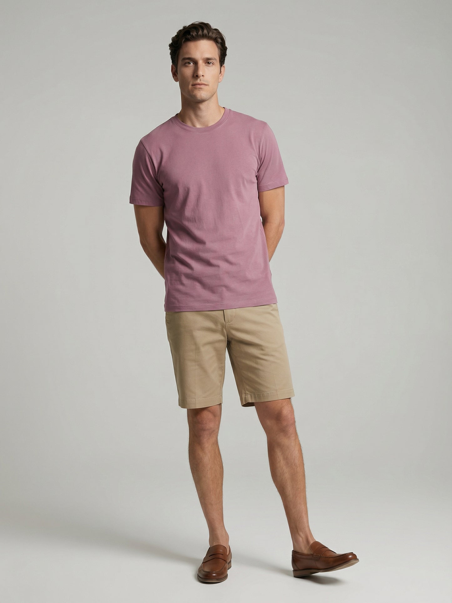 Slim Fit 100% Cotton Crew Neck T-Shirt - Pink