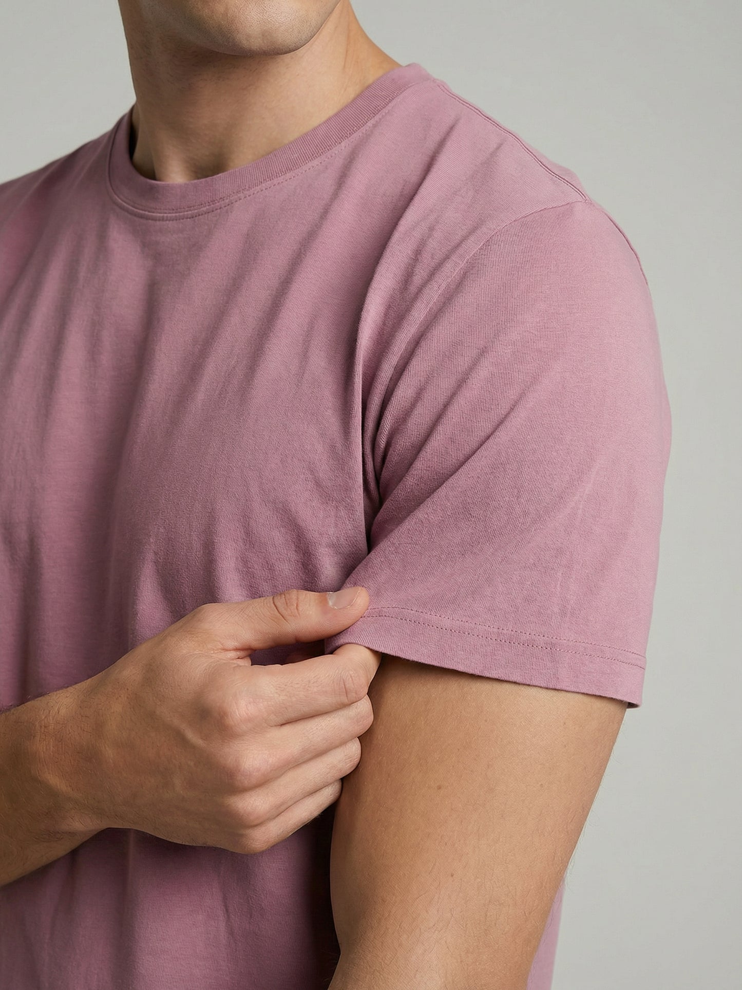 Slim Fit 100% Cotton Crew Neck T-Shirt - Pink