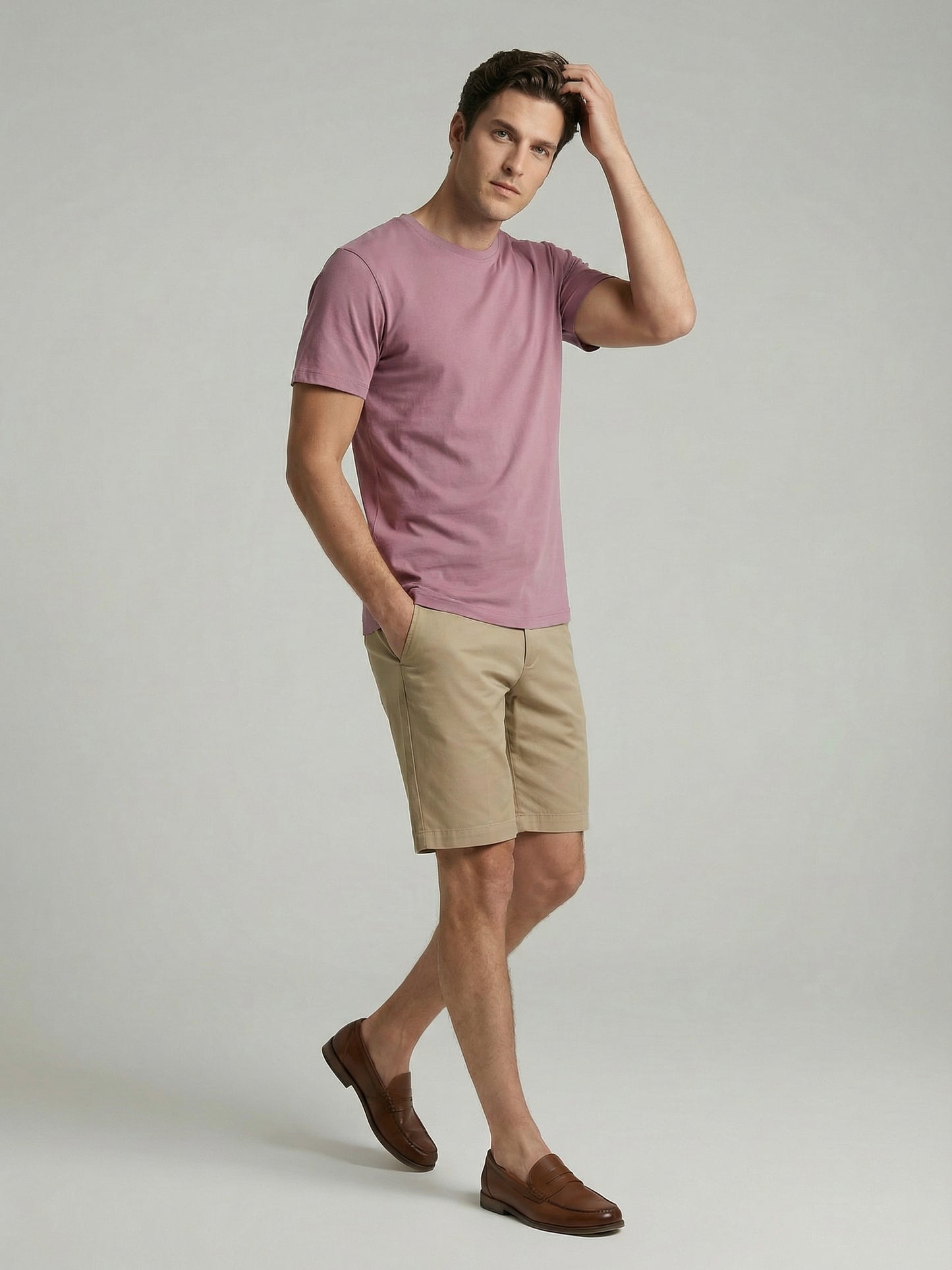 Slim Fit 100% Cotton Crew Neck T-Shirt - Pink