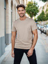Celio* Solid Regular Fit Cotton Beige T-Shirt