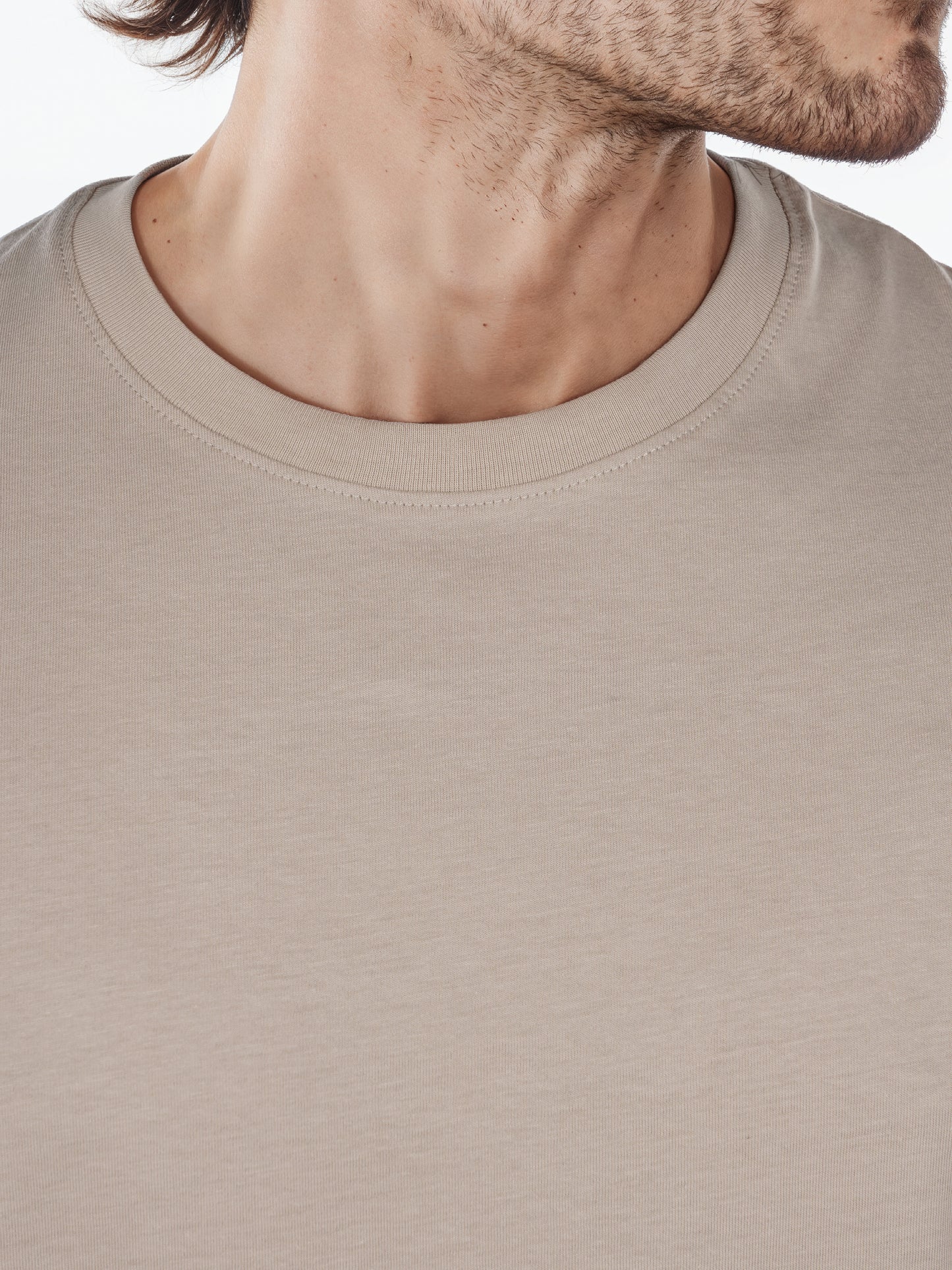 Celio* Solid Regular Fit Cotton Beige T-Shirt