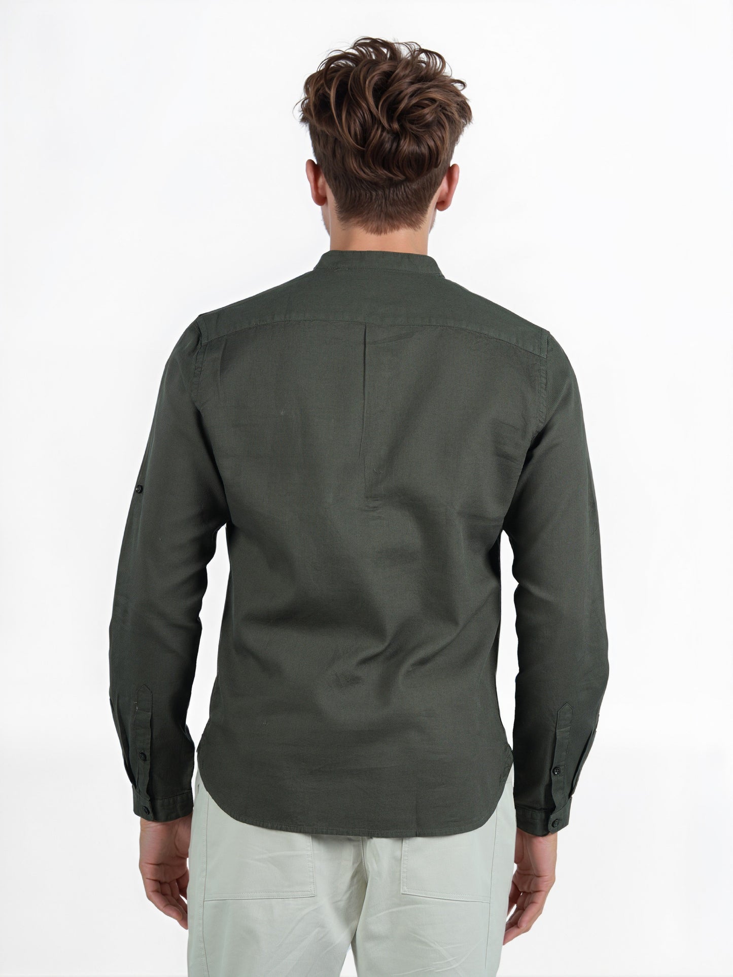 Celio* Men Green Solid Regular Fit Cotton Contemporary Shirt