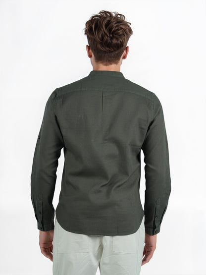 Celio* Men Green Solid Regular Fit Cotton Contemporary Shirt