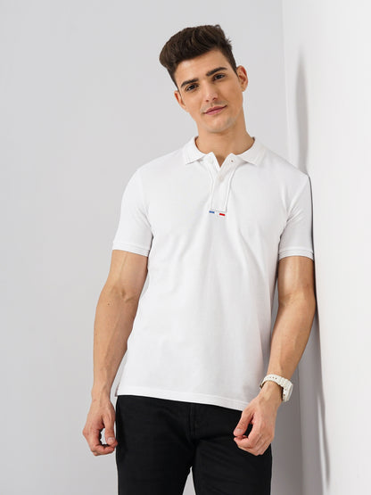 White Solid Cotton Polo