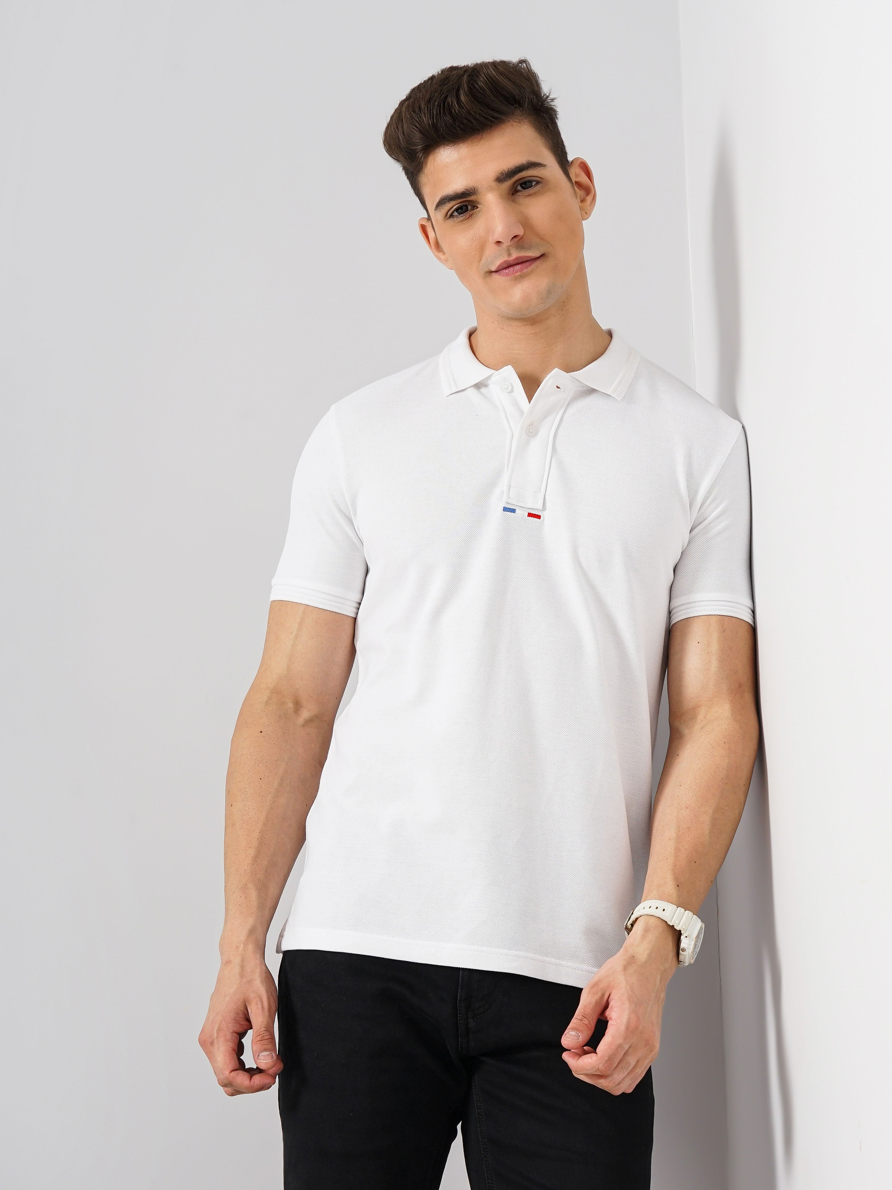 White Solid Cotton T-Shirt