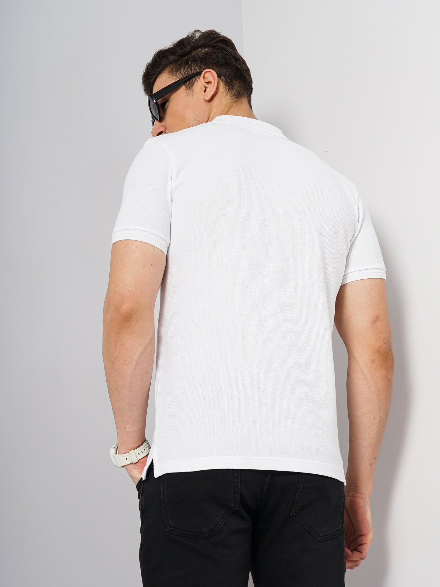 White Solid Cotton Polo