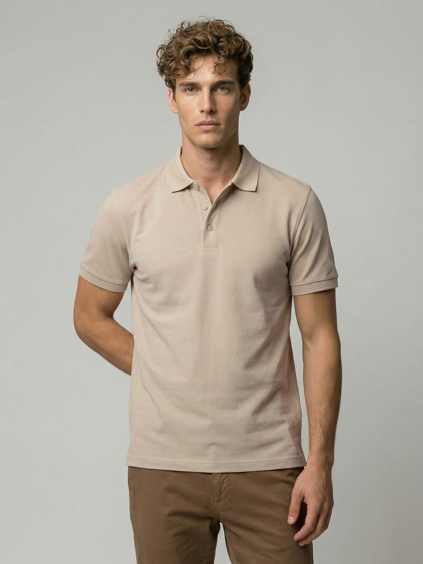Celio* Men Beige Solid Regular Fit Cotton T-Shirts
