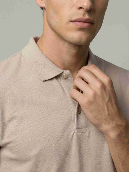 Celio* Men Beige Solid Regular Fit Cotton T-Shirts