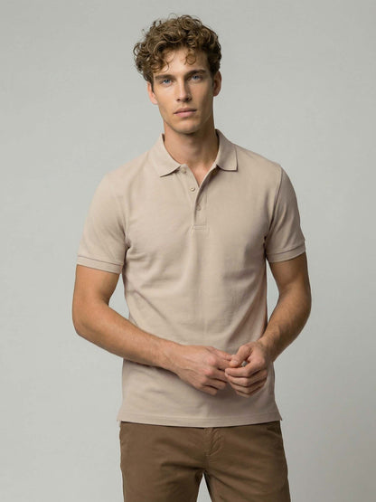 Celio* Men Beige Solid Regular Fit Cotton T-Shirts