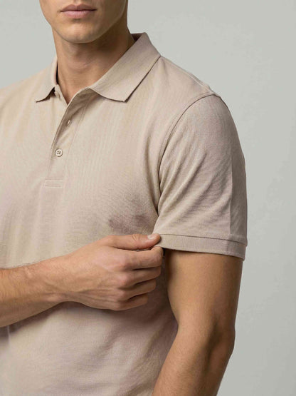 Celio* Men Beige Solid Regular Fit Cotton T-Shirts