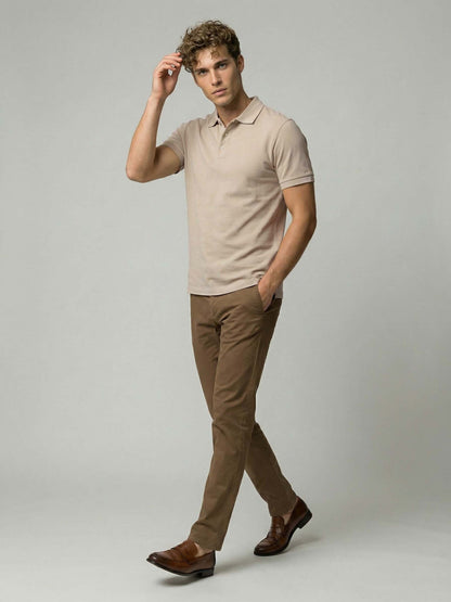 Celio* Men Beige Solid Regular Fit Cotton T-Shirts