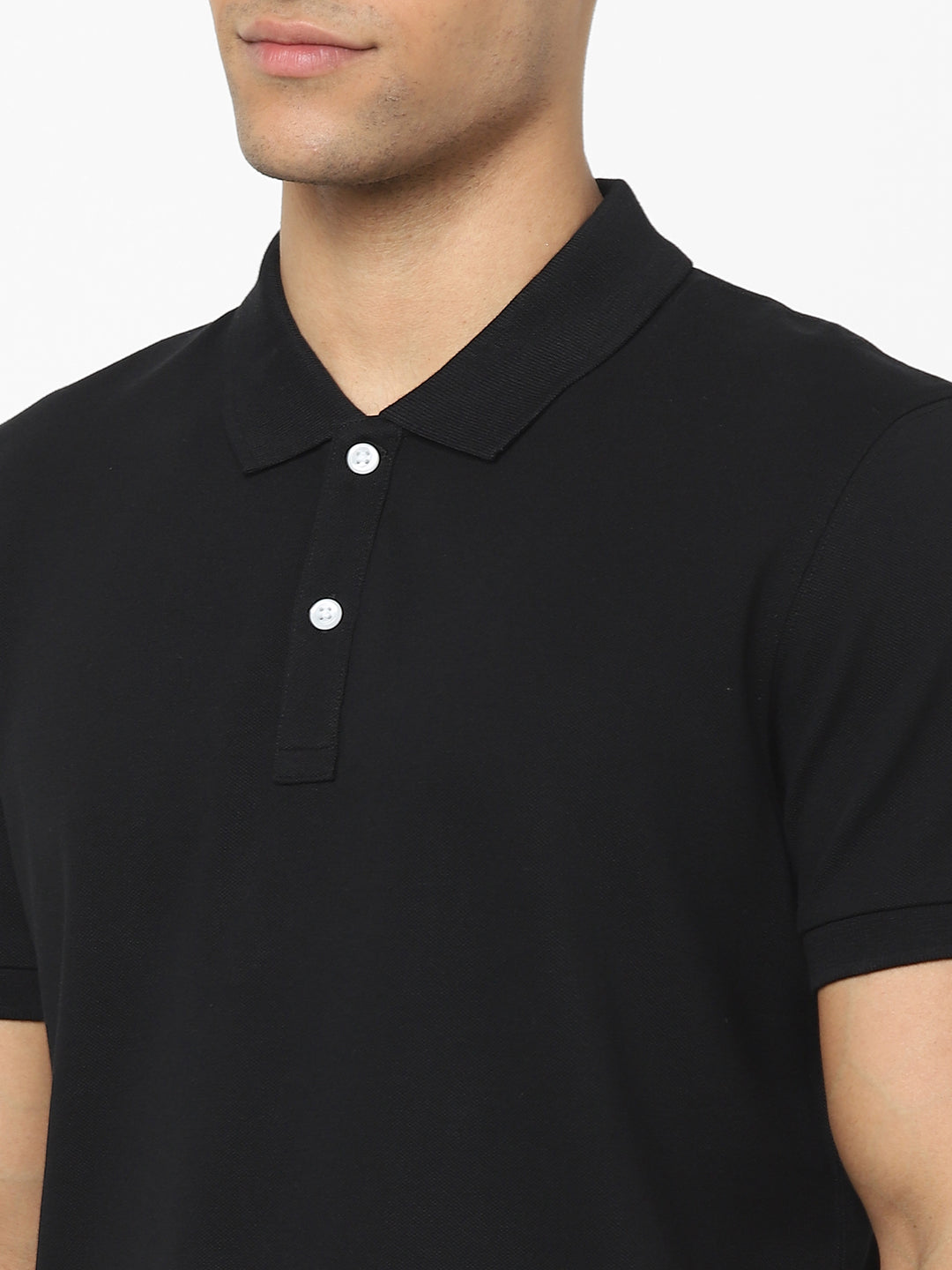 Celio Mens Black Solid Regular Fit Cotton T-Shirts