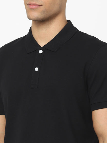 Celio Mens Black Solid Regular Fit Cotton T-Shirts