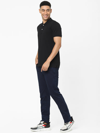 Celio Mens Black Solid Regular Fit Cotton T-Shirts