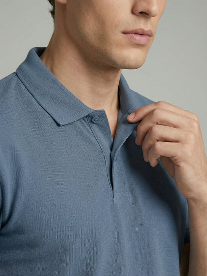 Celio Mens Blue Solid Regular Fit Cotton T-Shirts