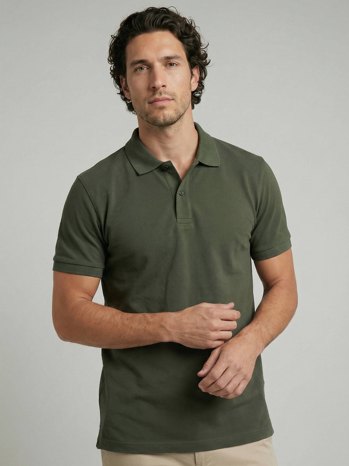 Celio Men Olive Solid Regular Fit Cotton T-Shirts