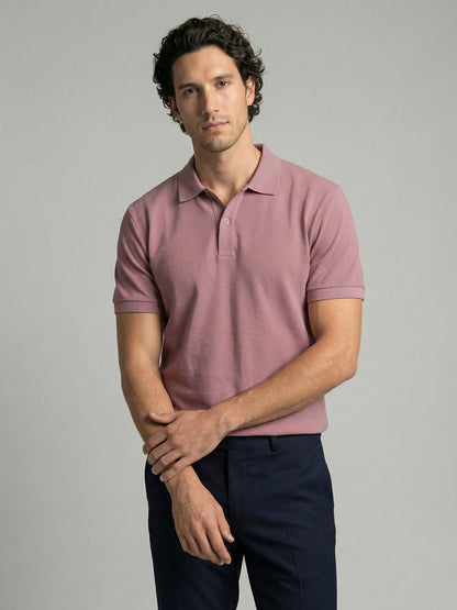 Celio Men Pink Solid Regular Fit Cotton T-Shirts