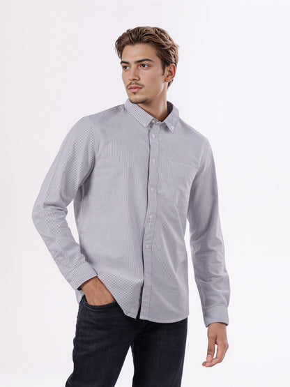 Celio* Men Purple Striped Regular Fit Cotton Shirts