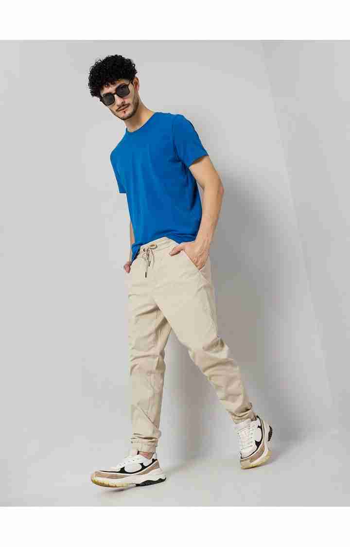 Beige Slim Fit Trousers