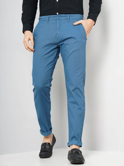 Celio* Cotton Slim Fit Blue Trouser