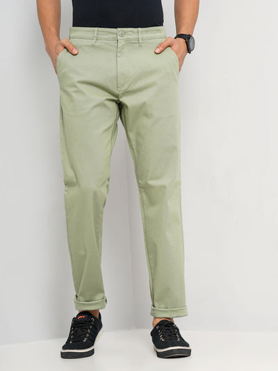 Celio* Cotton Slim Fit Green Trouser