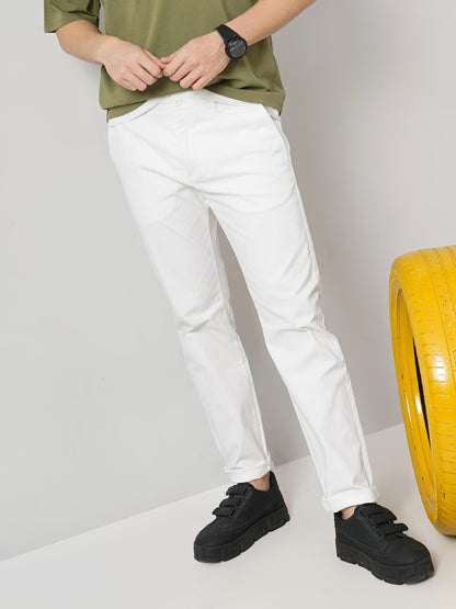 White Slim Fit Trousers