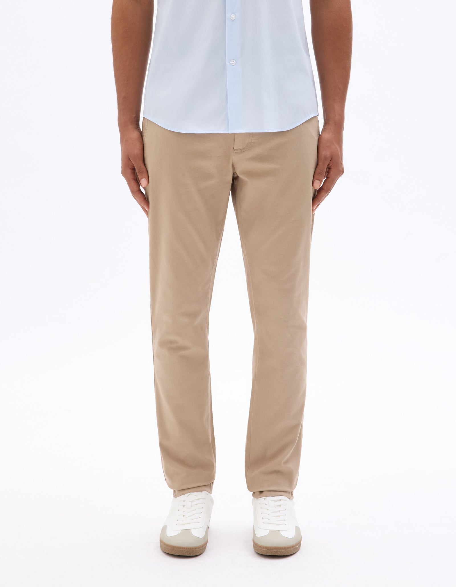 Celio* Men Solid Slim Fit Cotton Chino Trouser-Beige
