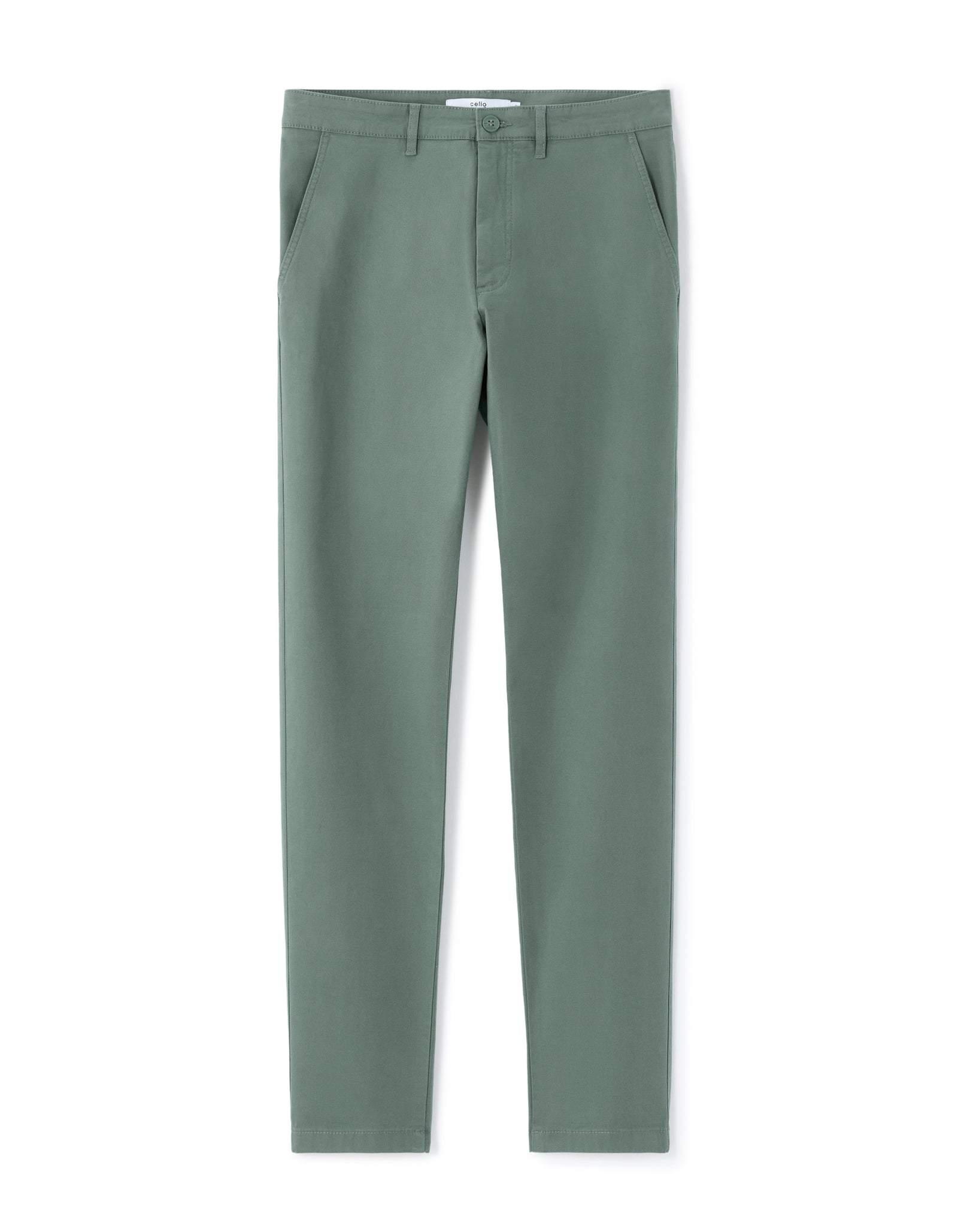 Celio*Men Solid Slim Fit Cotton Chino Trouser-Medium Green