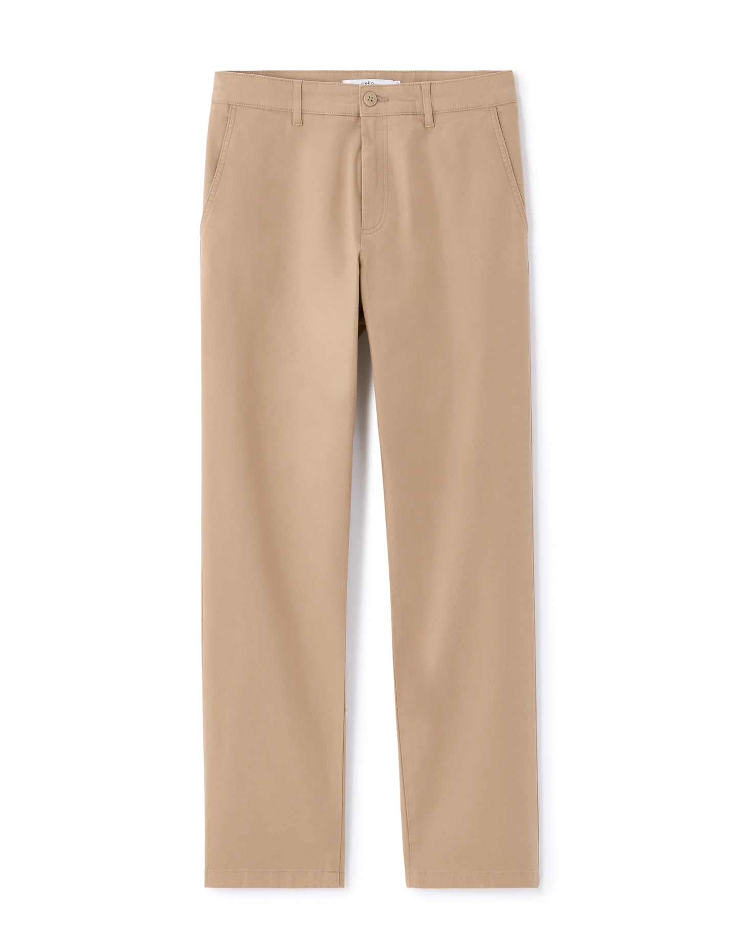 Celio Men Beige Solid Straight Fit Cotton Trousers