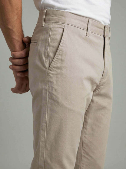 Celio* Men Beige Solid Straight Fit Cotton Trousers