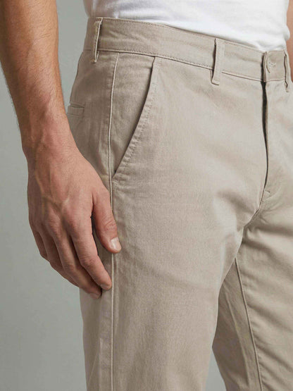 Celio* Men Beige Solid Straight Fit Cotton Trousers