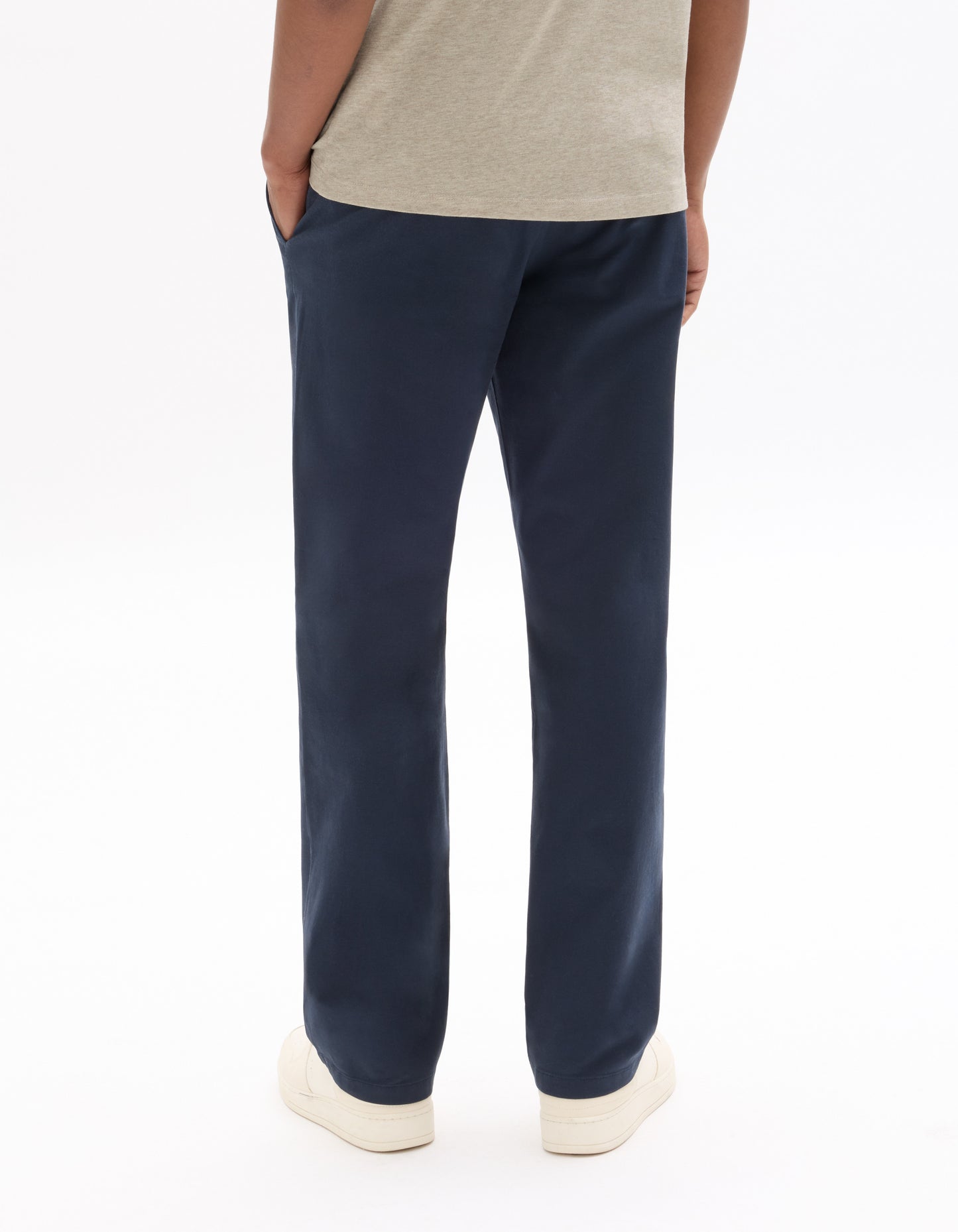 Celio Men Navy Blue Solid Straight Fit Cotton Trousers