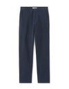 Celio Men Navy Blue Solid Straight Fit Cotton Trousers