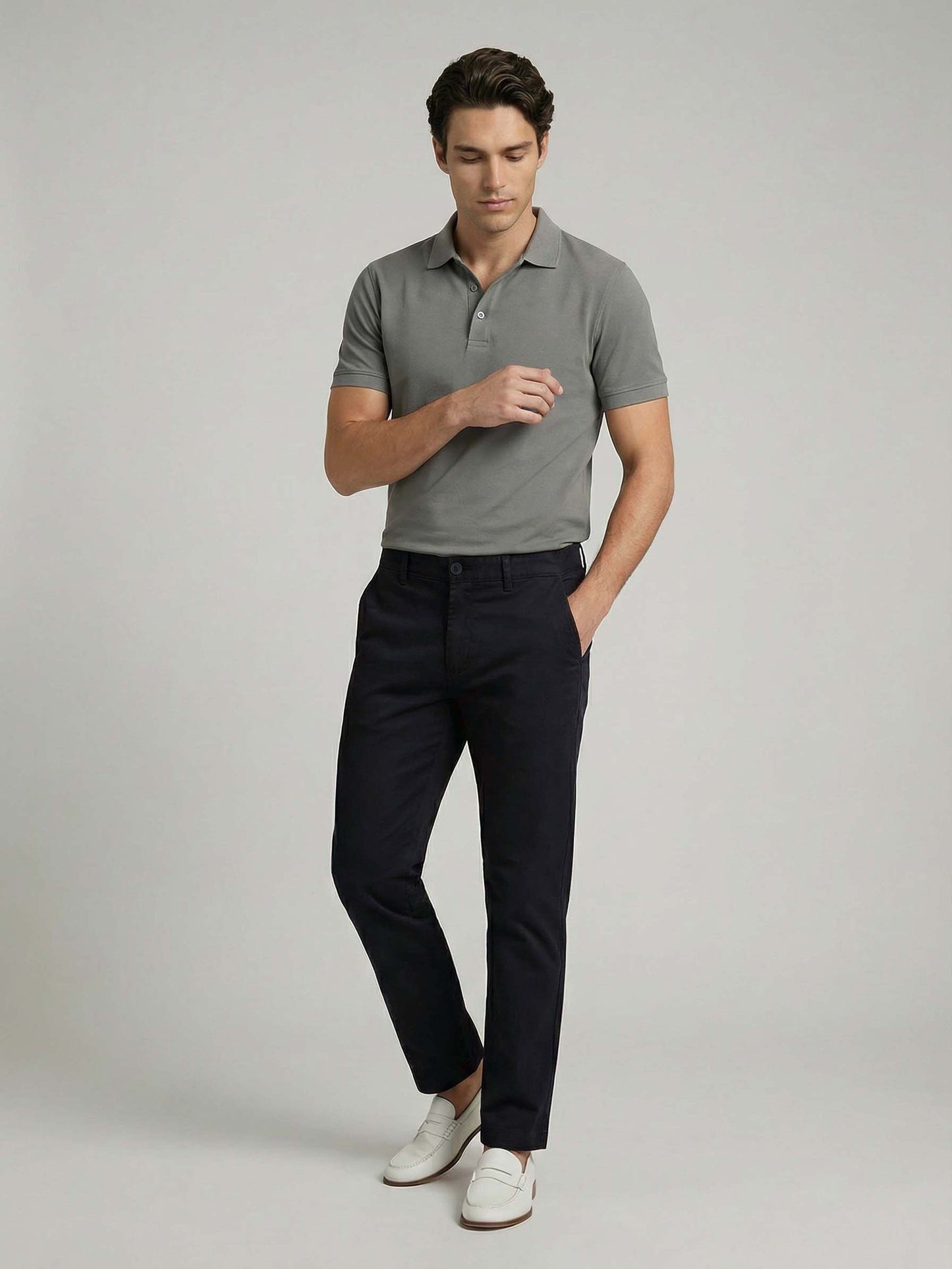 Celio* Men Black Solid Straight Fit Cotton Trousers