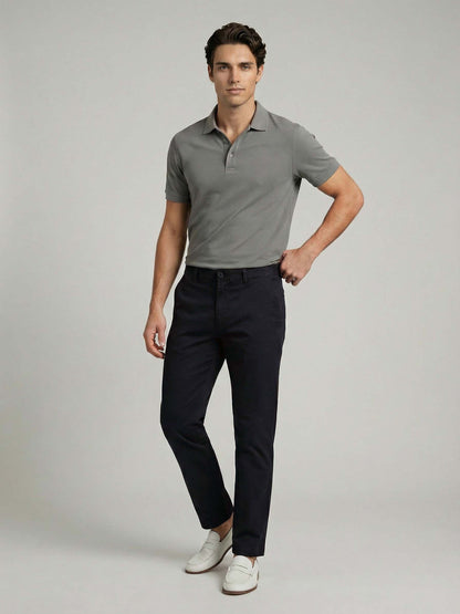 Celio* Men Black Solid Straight Fit Cotton Trousers