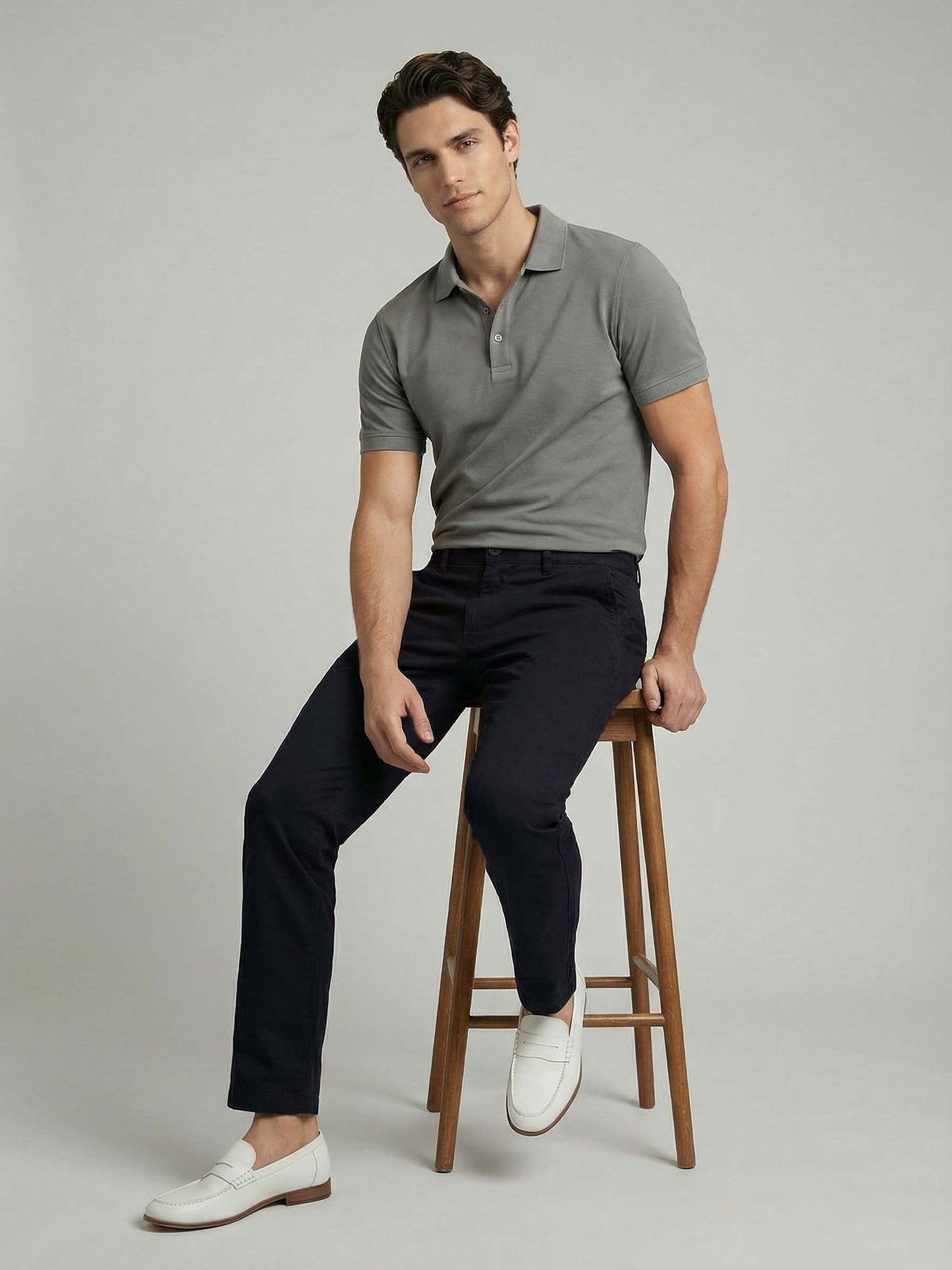 Celio* Men Black Solid Straight Fit Cotton Trousers